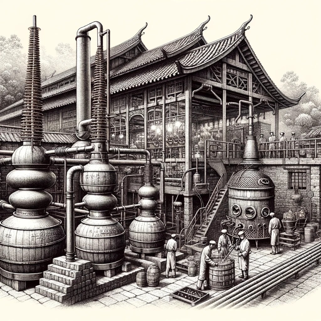 수차례 발효과정을 거쳐 취주과정에 이르게됩니다. 마오타이산 백주는 여러 차례 증류과정을 거치면서 맛과향이 개선됩니다.