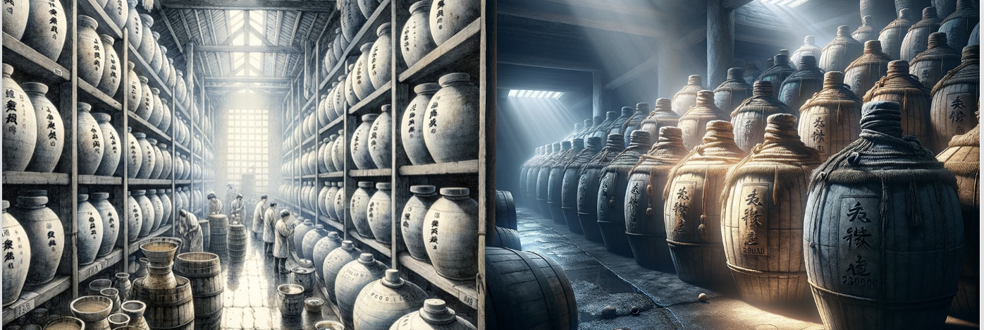 증류된 원주는 전통 항아리에 담겨져 3년간 숙성과정을 거치면서 풍미가 좋아지고 성숙해집니다. 이것은 전통 마오타이산 백주의 생산과정의 증류된 증류주는 전통 흙으로 빚은 큰 단지에서 숙성되어 풍미가 성숙해지고 깊어집니다. 이 숙성 과정은 수년 동안 지속될 수 있으며, 이는 전통 마오타이산 백주의 중요한 단계입니다